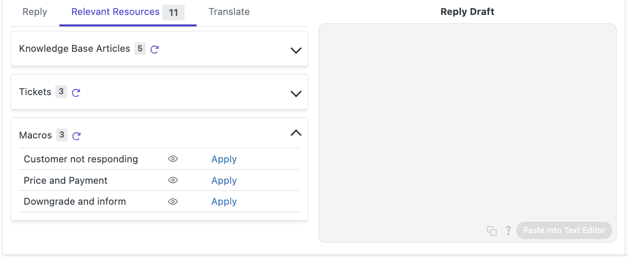 Screenshot of the Relevant Resources tab in Stylo Assist